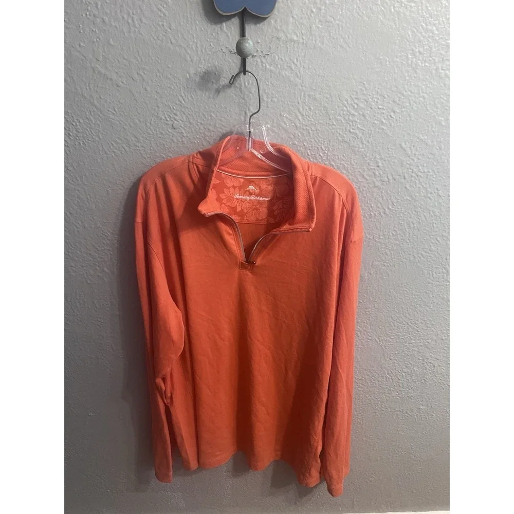 Tommy Bahama Shirt Peach Color‎  Mens Size  XL Long Sleeve 1/4 Zip Pullover
